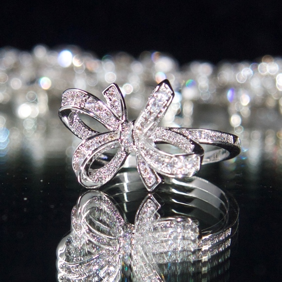 925 14kt Gold Dipped Pave Swarovski Fashion Ring - Picture 5 of 8